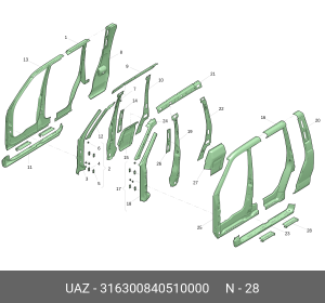 Кронштейн УАЗ-3163 крепления подножки (ОАО УАЗ) 316300840510000 UAZ UAZ