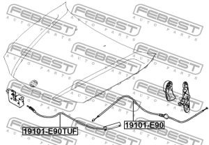 Тросик привода открывания замка капота BMW 3 E90 2004-2008 19101-E90 19101-E90 FEBEST