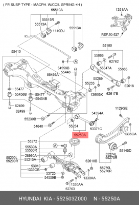 Рычаг подвески HYUNDAI i40 (11-) задней сход-развальный левый/правый (1шт.) OE 552503Z000 HYUNDAI KIA
