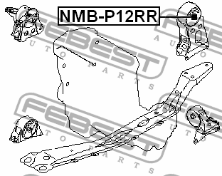 Сайлентблок задн опоры двигателя (гидравл) NISSAN PRIMERA P12 2001-2007 NMB-P12R NMB-P12RR FEBEST