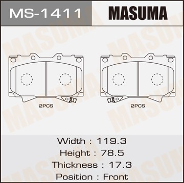 колодки дисковые передние!\ Toyota Land Cruiser 100 4.7i 32V/4.2TD 98> MS1411 MASUMA