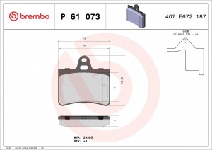 P61073 830 00=841 000-SX=573028B !колодки дисковые з.\ Citroen C5 all 00> P61073 BREMBO