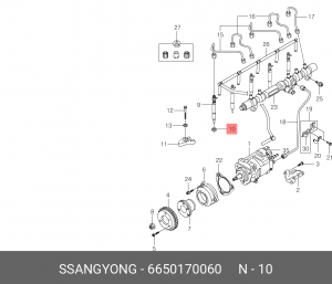 Кольцо уплотнительное SSANGYONG Actyon (06-),Kyron (05-),Rexton (03-) (D20/27) ф 6650170060 SSANG YONG