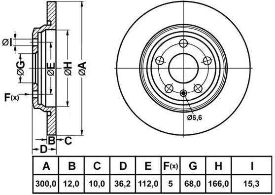 Диск тормозной AUDI A4,A5,A6,A7,Q5 задний (300х12) (1шт.) NIBK RN2059 NIBK