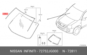 молдинг лобового стекла!\ Nissan X-Trail T31 07> 72752-JG000 NISSAN