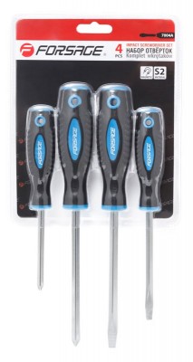 Набор отверток  4 пр (5.5×100 мм; 6,5×125 мм; PH1×75 мм; PH2×125 мм) /FORSAGE/ F7004A FORSAGE TOOLS