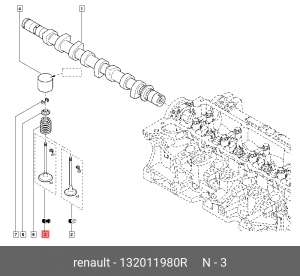 Клапан впускной RENAULT Clio,Megane комплект (4шт.) OE 132011980R RENAULT