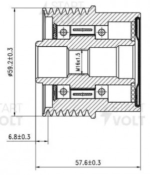 Шкив с обгонной муфтой генер. для а/м Ford Transit (00-) 2.4D (SGP 1085) SGP 1085 START VOLT