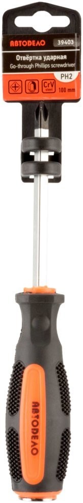 Отвертка крестовая PH2x150 мм "АвтоDело" (на держателе, усиленная, кв. стержень) 39405 AVTO DELO
