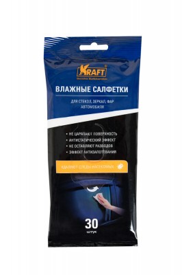 Салфетка влажная для очистки стекол в мягкой упаковке 30шт. KRAFT KT834009 KRAFT