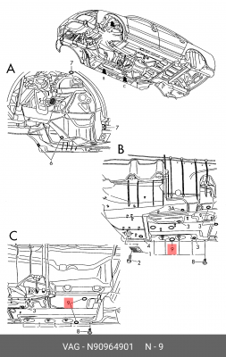заглушка пола багажника!\ VAG N 909 649 01 VAG