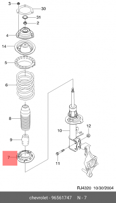 ПОДКЛАДКА ПОД ЗАДН.ПРУЖИНУ НИЖНЯЯ 96561747 96561747 GENERAL MOTORS