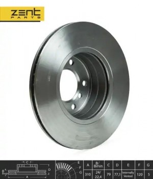 диск тормозной передний!\ BMW E60/E61 2.0/2.1/2.5/D 03> Z06180 ZENTPARTS