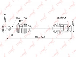 Привод в сборе передний правый CD-1073A LYNXAUTO