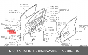 шпилька петли двери!\ Nissan 80406V5002 NISSAN