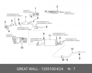 КАТАЛИЗАТОР HOVER ЕВРО-3 ( Г-ОБРАЗНЫЙ ФЛАНЕЦ) 1205100K24 GREAT WALL