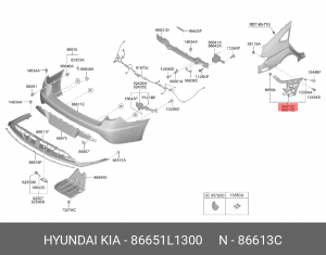 КУЗОВНОЙ КРОНШТЕЙН КРЕПЛЕНИЯ БАМПЕРА 86651L1300 HYUNDAI