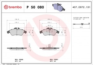 P50080 колодки дисковые п. !\MB Sprinter 208D/308D, VW LT II 28-35 95> P50080 BREMBO