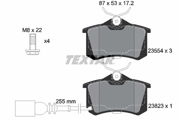 Колодки тормозные VW Polo SEAT Ibiza задние (4шт.) TEXTAR 2382301 TEXTAR