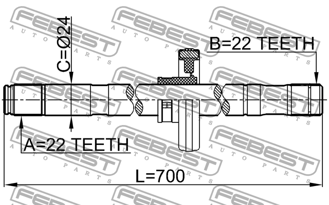 Полуось правая NISSAN ALMERA CLASSIC 0212-B10ATRH 0212-B10ATRH FEBEST