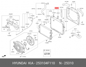 Радиатор HYUNDAI Porter 2 дв.D4СB ЕВРО-4 OE 253104F110 HYUNDAI KIA