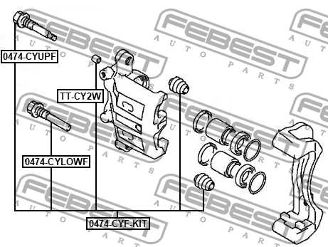 Втулка направляющая передн суппорта MITSUBISHI OUTLANDER 08-12, MAZDA 6 GG 0474- 0474CYFKIT FEBEST