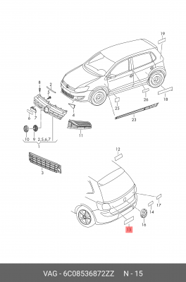 Эмблема VW Polo OE 6C0 853 687 2ZZ VAG