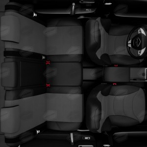 Авточехлы универсальные экокожа черно-серые комплект Recaro AVTOLIDER UREK31-0302 AVTO LIDER 1