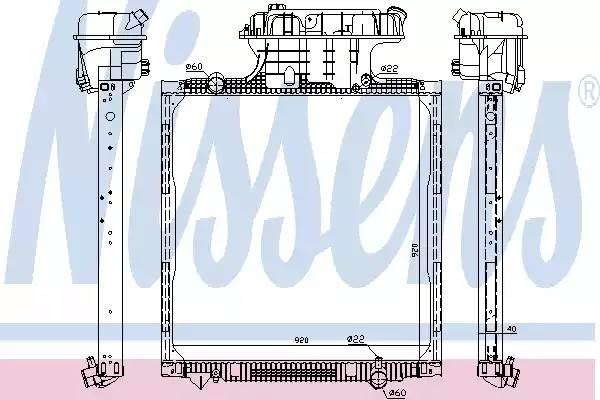 радиатор системы охлаждения !938х920х42 \MAN TGA 18/26 04/00 --> 62873 NISSENS