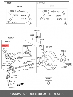 Крышка HYUNDAI Santa Fe (00-) бачка тормозной жидкости OE 585312B500 HYUNDAI KIA