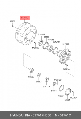 Барабан тормозной HYUNDAI HD170,260,270,370,450,500 передний OE 517617H000 HYUNDAI KIA