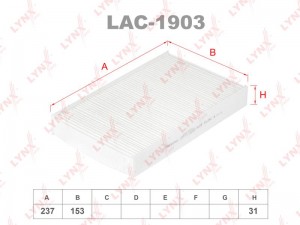 Фильтр салонный подходит для NISSAN Juke 10, RENAULT Fluence 05 LAC-1903 LAC-1903 LYNXAUTO