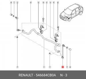 тяга стабилизатора переднего левая!\ Renault Koleos, Nissan Qashqai 07> 546684CB0A RENAULT