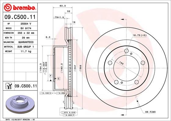 Диск тормозной 09.C500.11 09.C500.11 BREMBO