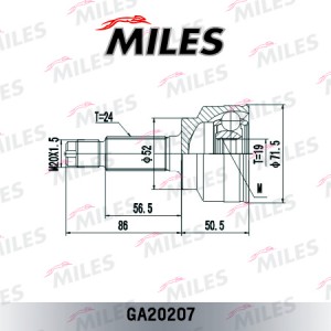 ШРУС наружный MAZDA 121/KIA PRIDE 1.1/1.3 90-96 (GKN 302982) GA20207 GA20207 MILES