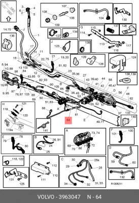Разъем кабеля, наконечник (упак. 25 шт.) 3963047 VOLVO