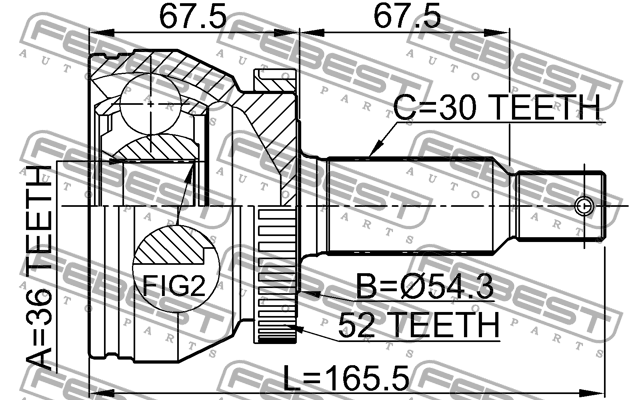 ШРУС 1210-SFCLA52 1210-SFCLA52 FEBEST
