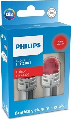 Лампа светодиодная 12V P21W BA15S 75Лм (2шт.) Led Red Ultinon Pro6000 PHILIPS 11498RU60X2 PHILIPS