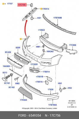 Клипса FORD Focus бампера переднего OE 6 549 354 FORD