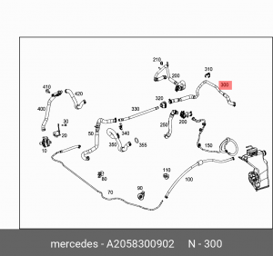 Соединительный шланг A2058300902 A2058300902 MERCEDES BENZ