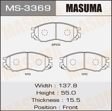 колодки дисковые! передние\Mitsubishi L200/L300 2.0i-2.5D/TD &16V 94> MS3369 MASUMA