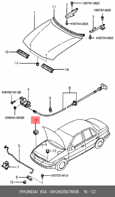 0H2605678XB ДЕМПФЕР КАПОТА 0H2605678XB MOBIS