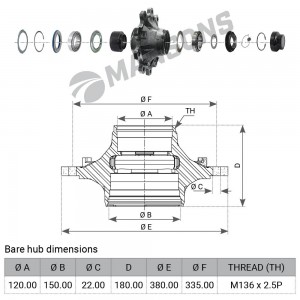ступица! D=280 с подшпником\ BPW (ECO Plus) 8-9t 300.368 MANSONS