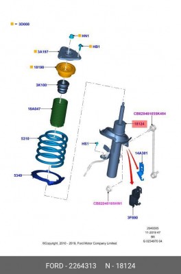 амортизаторы передние комплект! Motorcraft\ Ford Focus 11>/ C-Max 10> 2264313 FORD
