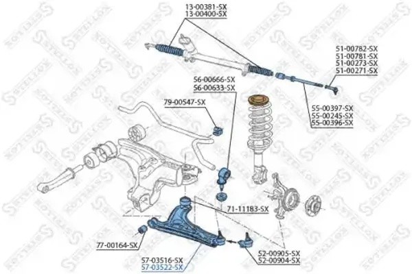 рычаг!\ VW Lupo 98>/Polo 00-02 5703522SX STELLOX