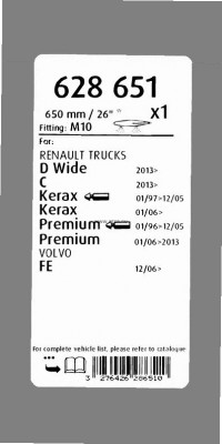 Щетка стеклоочистителя RENAULT VOLVO 650мм с форсункой омывателя Opti Blade VALE 628651 VALEO PHC