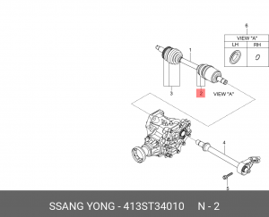 Пыльник ШРУСа SSANGYONG Actyon (10-) (6AT) внутреннего комплект OE 413ST34010 SSANG YONG