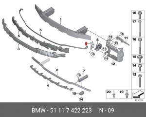 51 11 7 422 223 Вертикальное соединение Л 51117422223 BMW