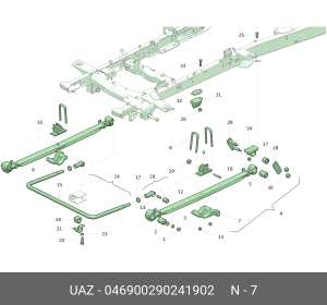 Подкладка УАЗ-469 стремянок левая (ОАО УАЗ) 046900290241902 UAZ UAZ
