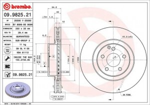 Диск тормозной 09.9825.21 09.9825.21 BREMBO